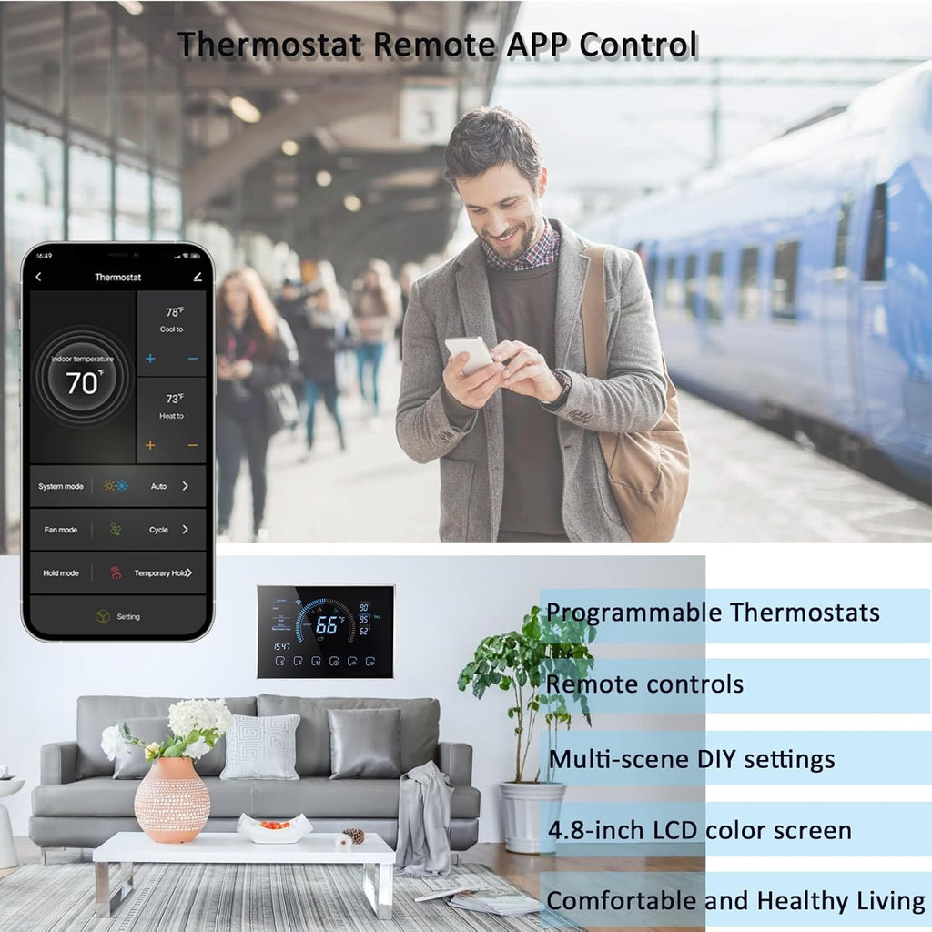 Digital WiFi Thermostat with App and LCD Color Screen W9698