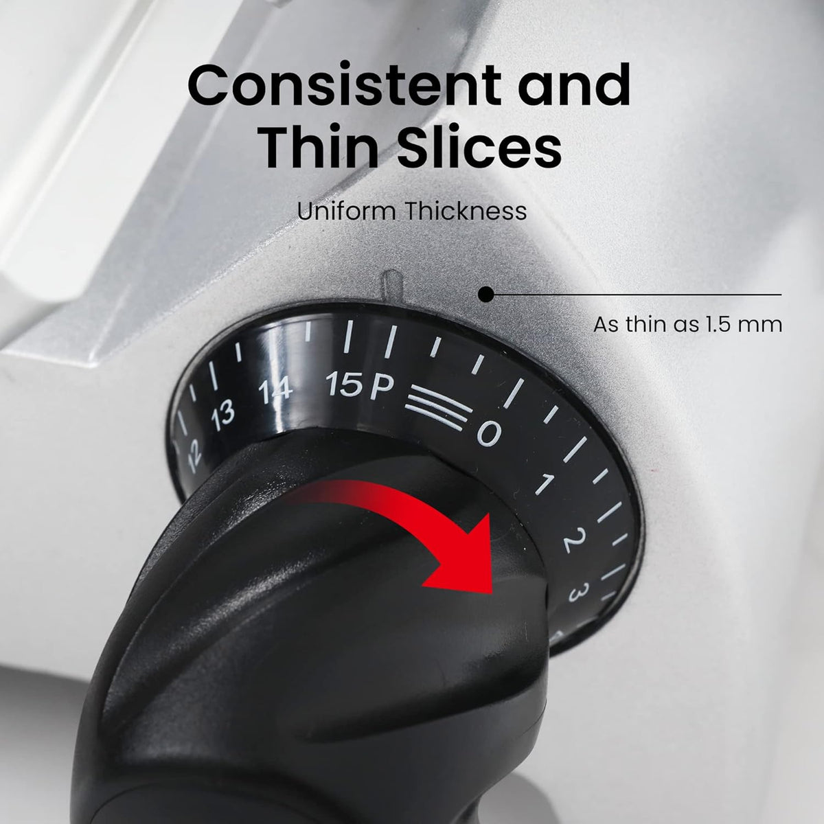 Electric Meat Slicer with 8 Carbon Steel Blade, 0.5mm to 15mm Adjustable Slicing Thickness E10354