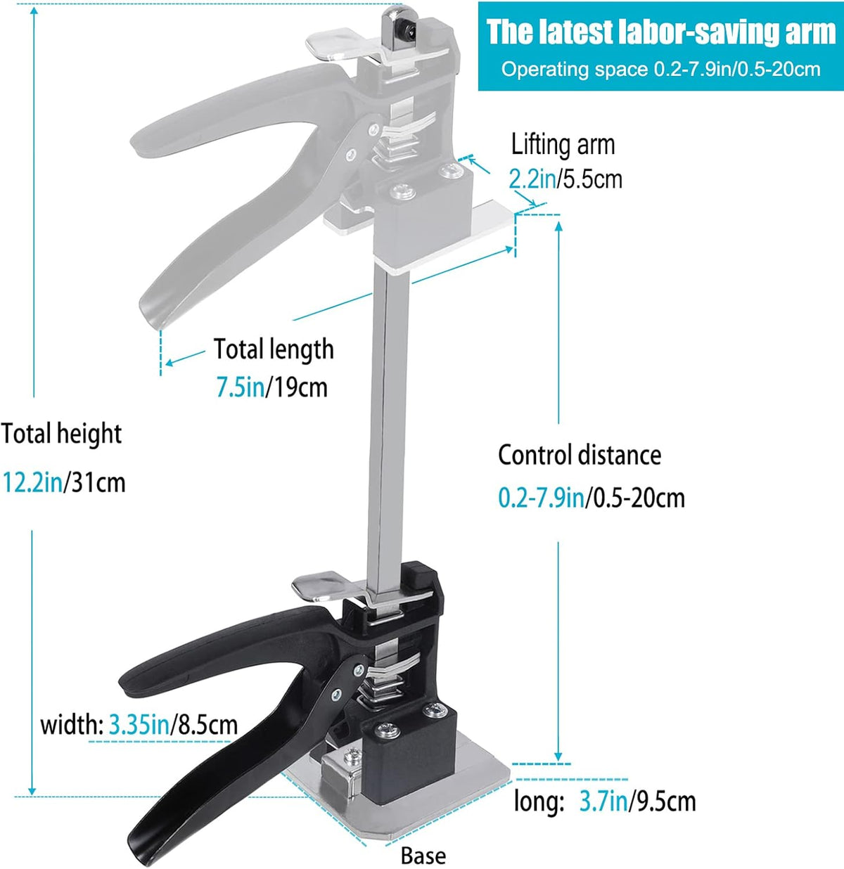 Arm Jack 2 Pack, 12 Inch Lever Arm Lifter with Level Ruler, Hand Jack Lift Tool G350