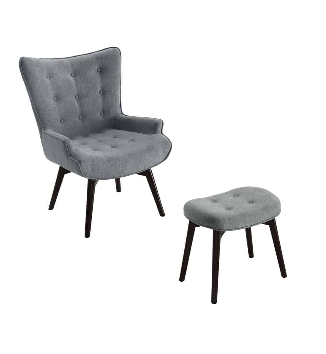 Gray Mid Century Modern Accent Chair with Footstool U705
