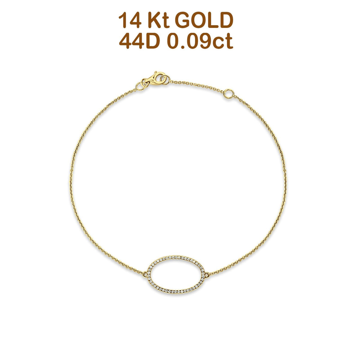 Oval Shape Adjustable Bracelet 14K Yellow Gold 0.09ct G9174