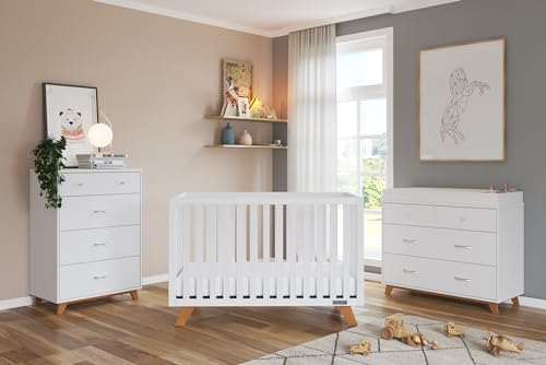 4-Piece Nursery Set with Crib, Dresser, Changing Table Topper, Chest, Nightstand A8452