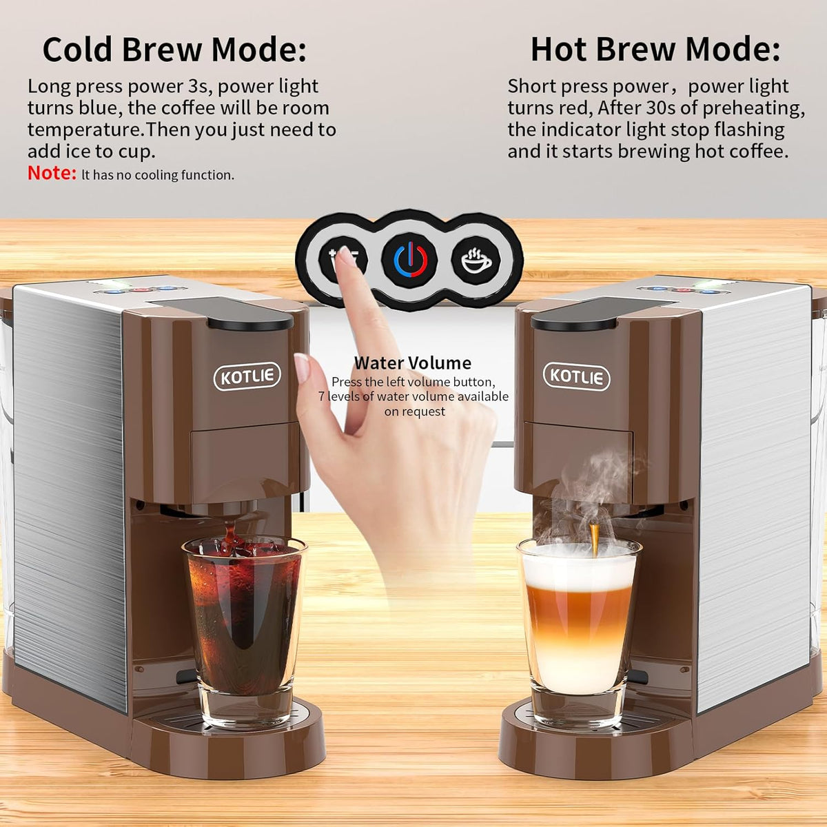 5in1 Espresso Machine, 19Bar Pressure Single Serve Coffee Maker N3600