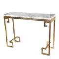 Modern Iron Console with Stone Top Gold White Y922