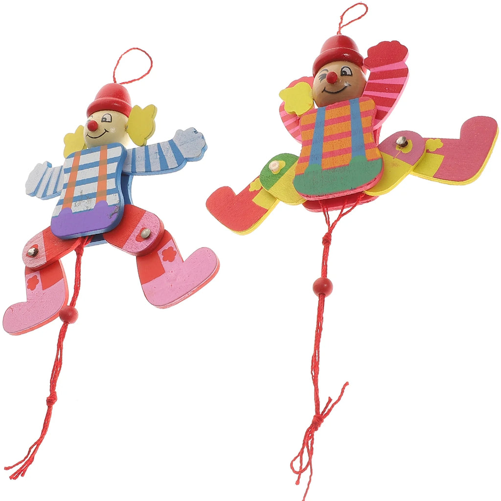 2Pcs Wood Clown Marionette Puppet Toy M53131