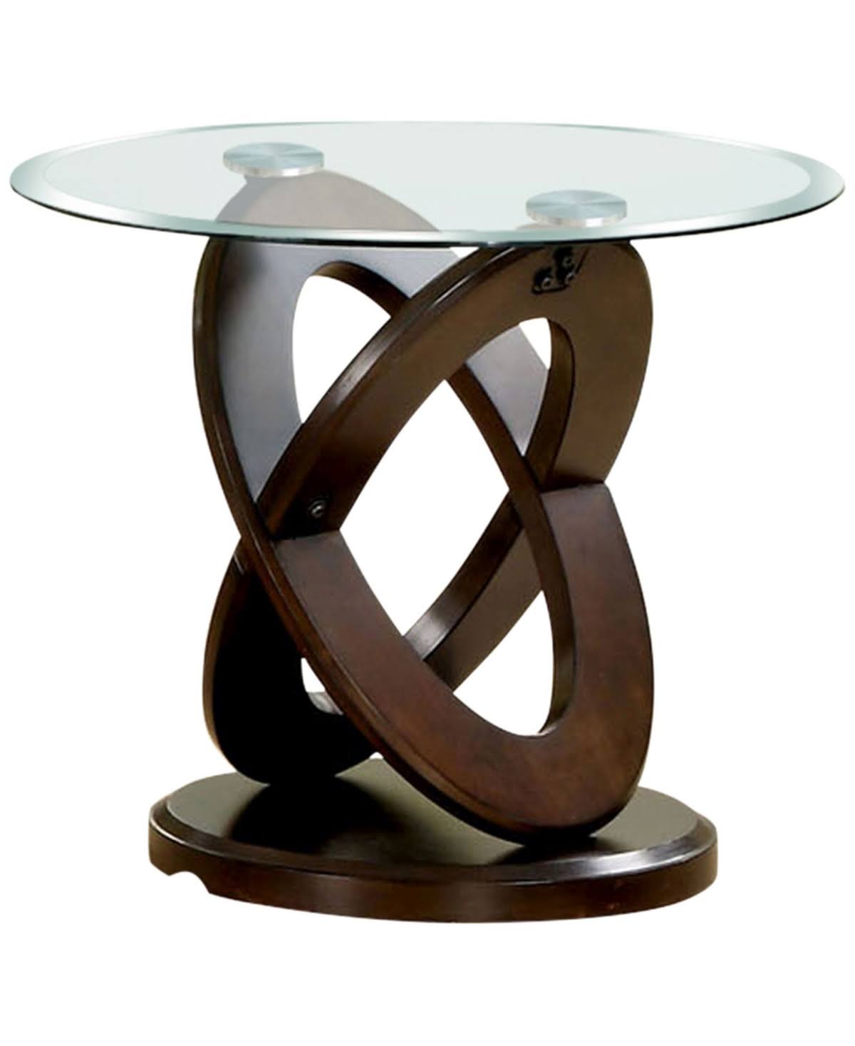 Dark Brown Glass Top End Table E18170