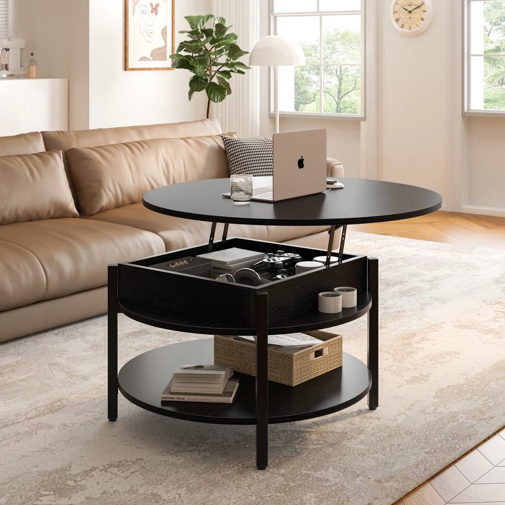 Round Lift Top Coffee Table with Storage H570