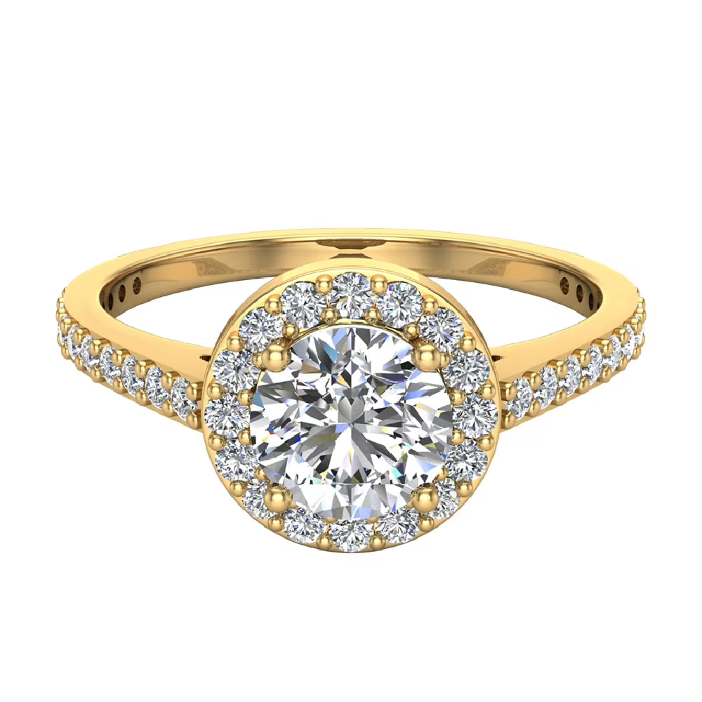 1.48 CT GIA Certified Round Brilliant Diamond Halo Engagement Ring 14K Gold K674630