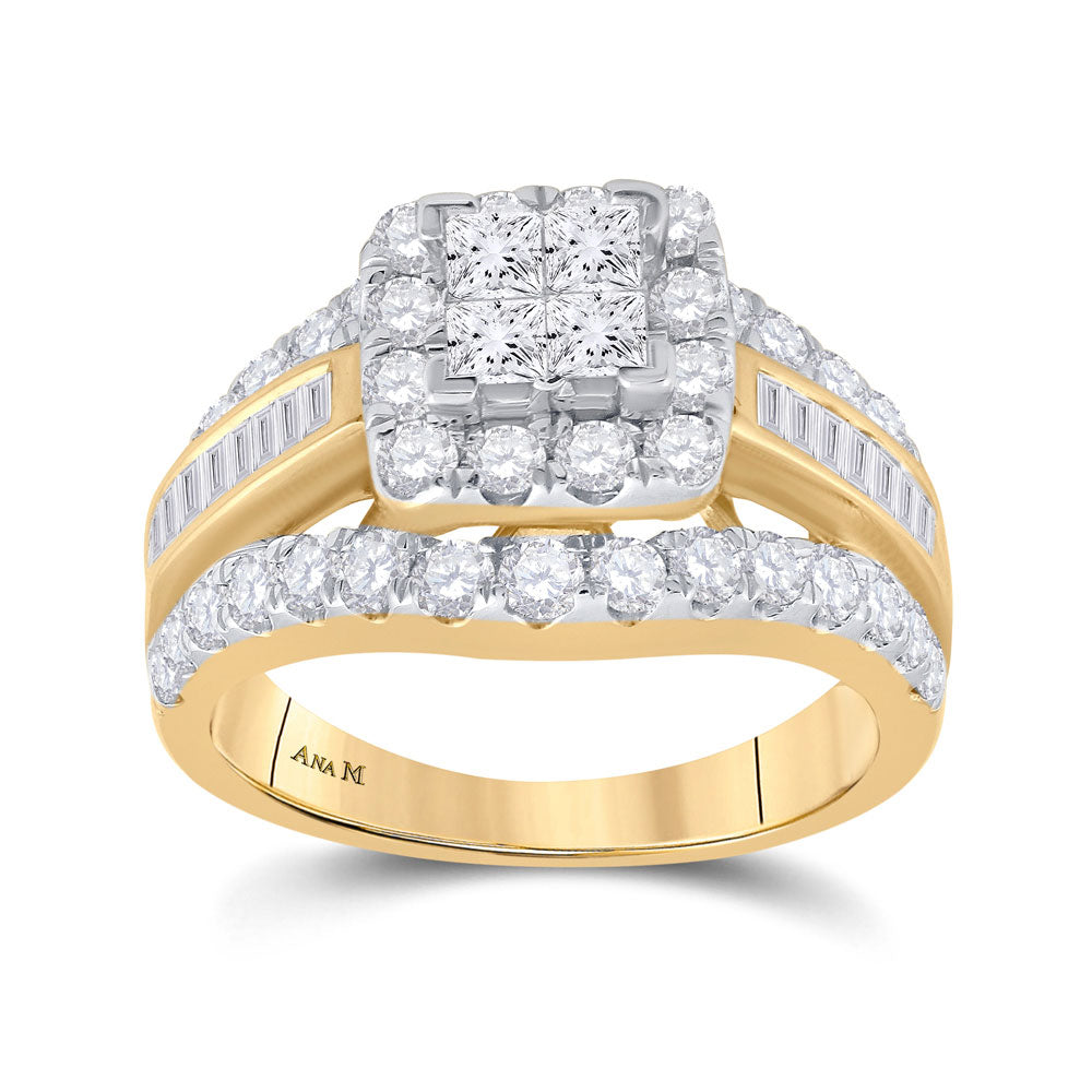 14kt Yellow Gold Princess Diamond Cluster Ring Size 6 U42946
