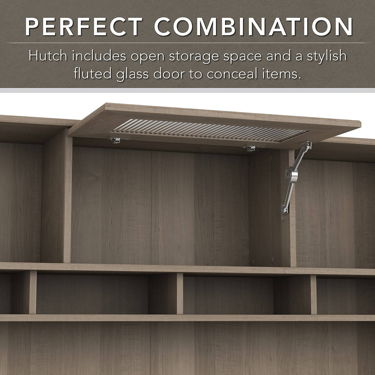 Heather Gray Metal L-Shaped Hutch Desk with 5-Shelf Bookcase E528