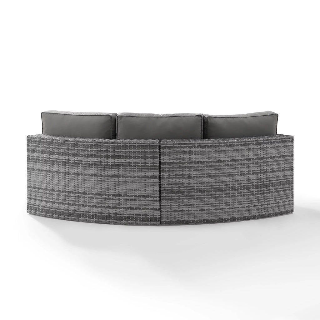 Gray Wicker Curved Patio Sectional Sofa R51802