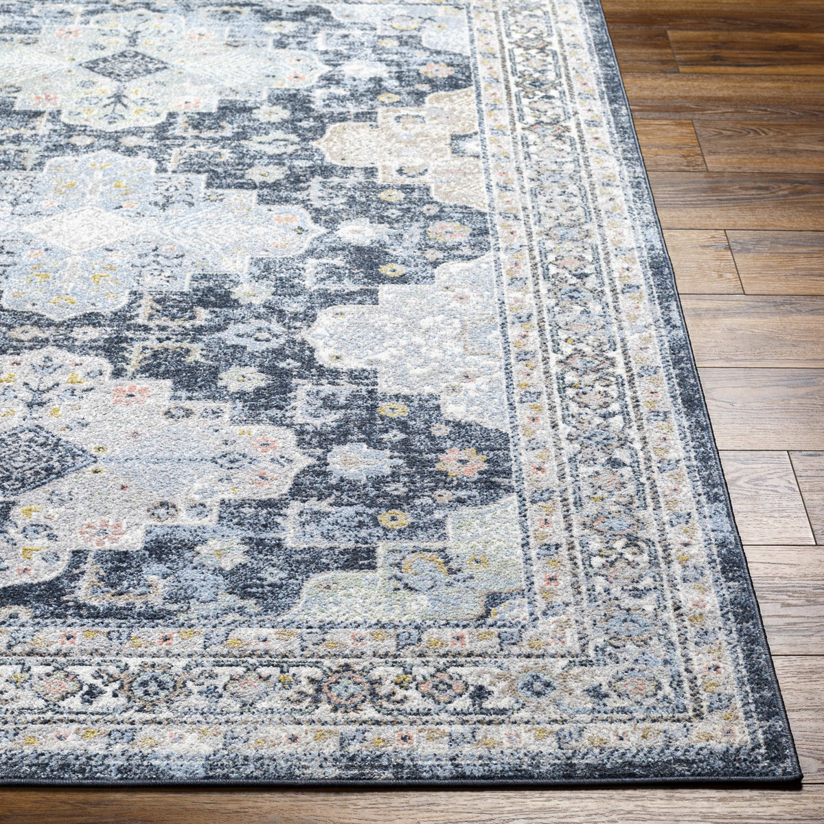 Washable Dark Blue Area Rug 8x10 B32504