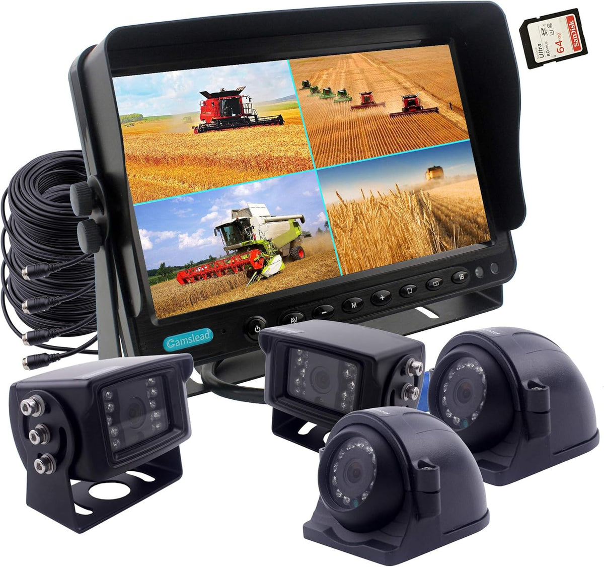 7 inch Backup Camera System with Quad Split Screen Monitor Kit M776