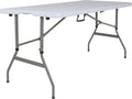 5-Foot Height Adjustable Bi-Fold Granite White Plastic Folding Table with Carrying Handle T99072
