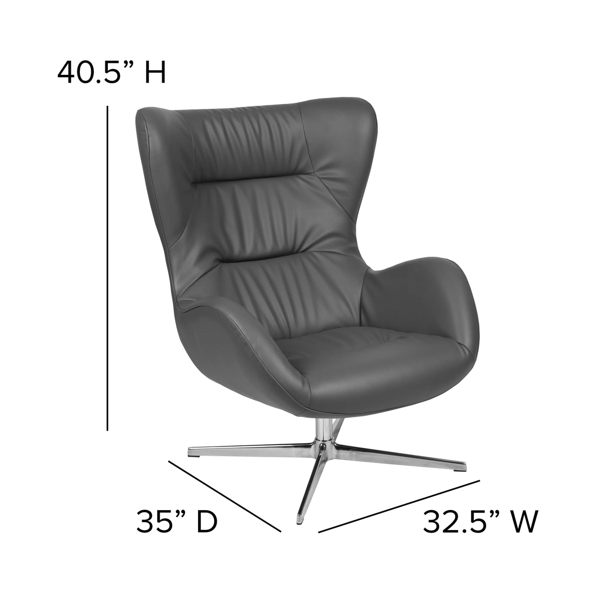 Gray LeatherSoft Swivel Wing Chair P31903