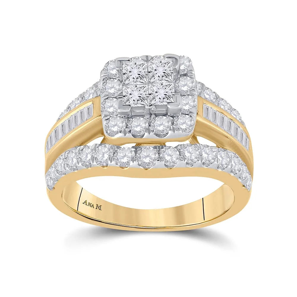 14kt Yellow Gold Princess Diamond Cluster Ring Size 6 U42946