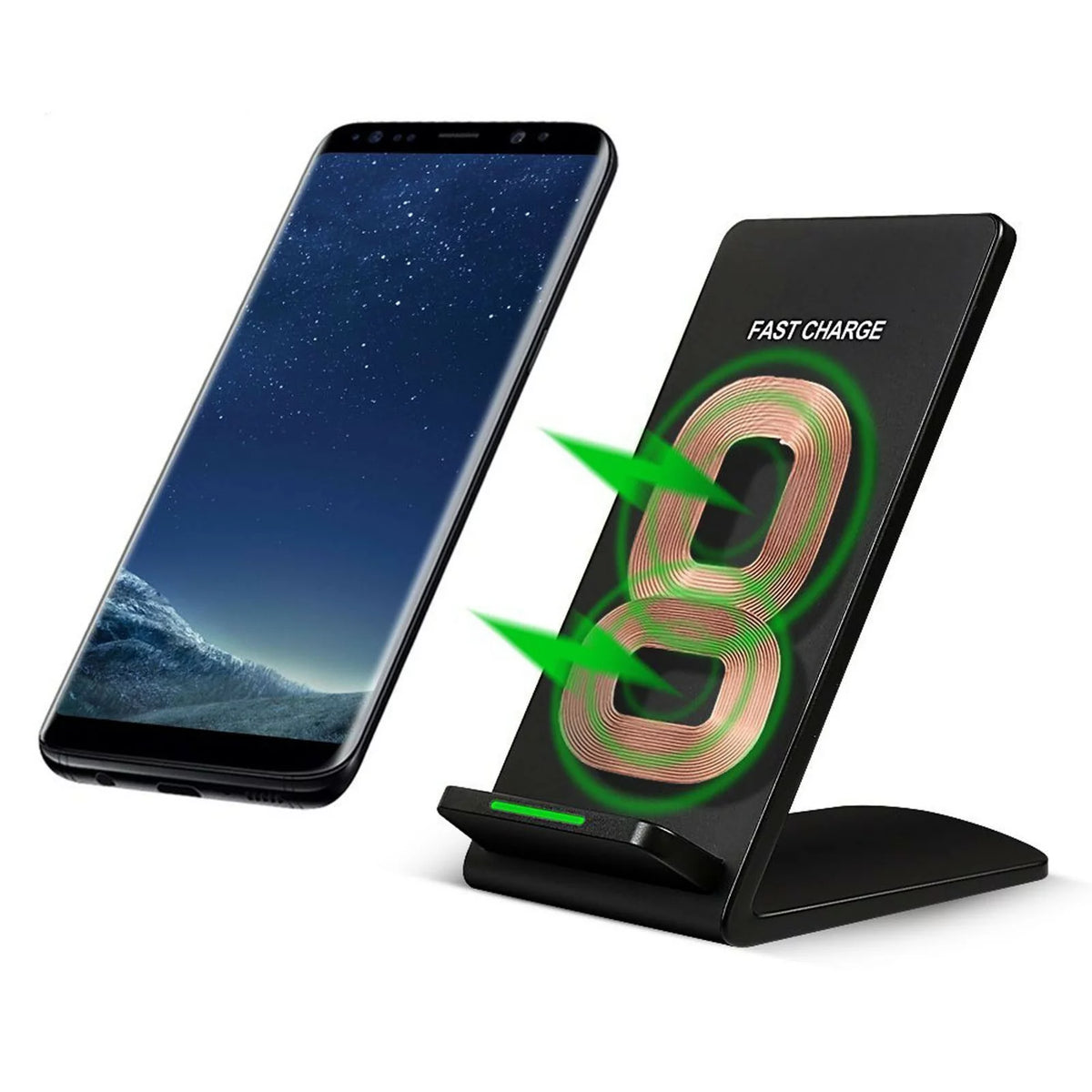 10W Fast Wireless Charger Stand Detachable 2-Coils Charging Pad I711860