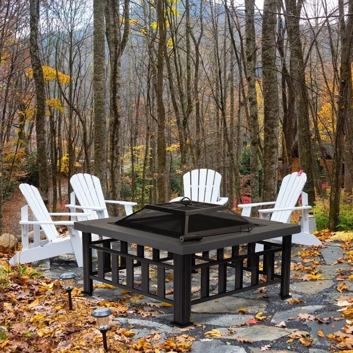 34 Square Metal Fire Pit Table V689