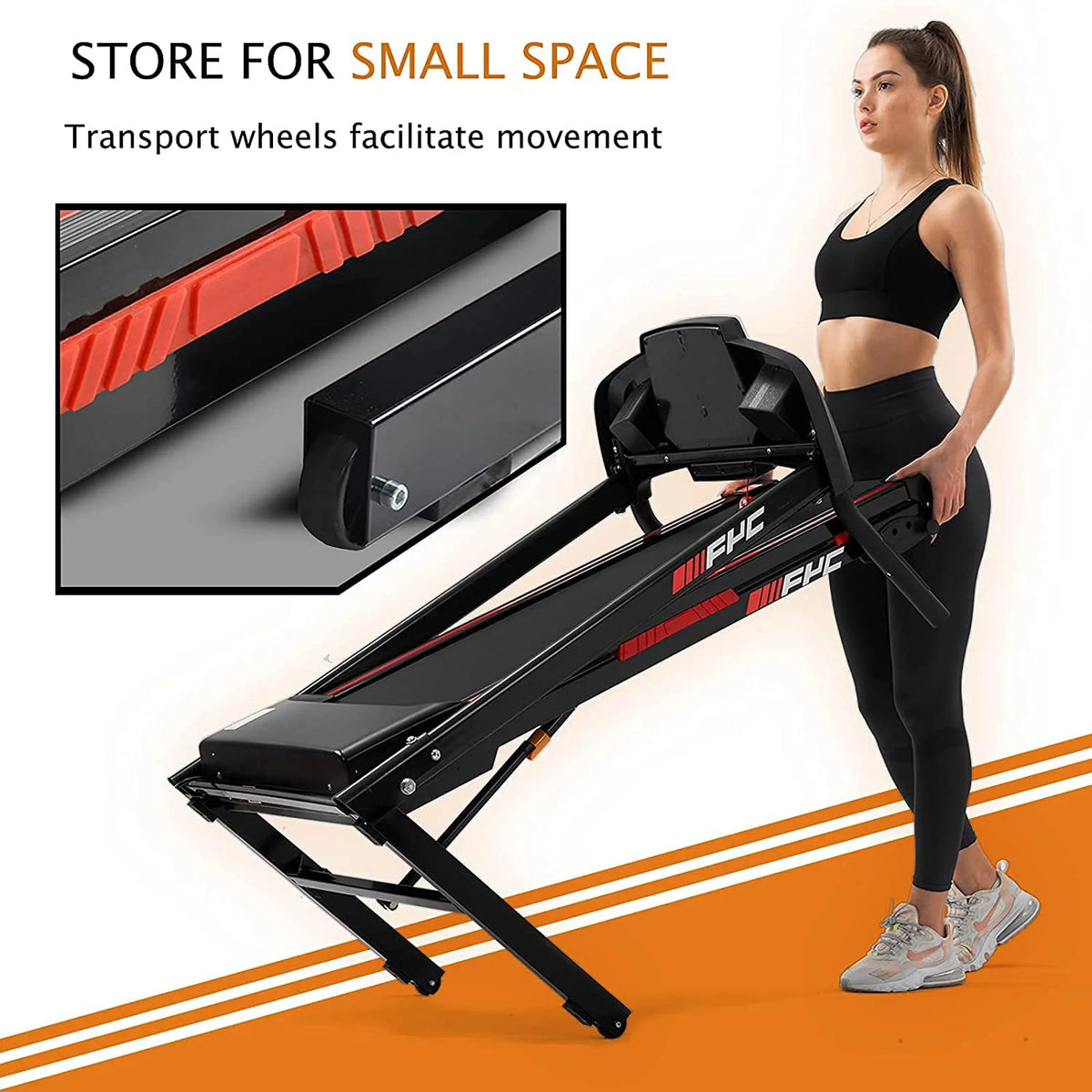 Folding Treadmill 300lb Capacity 3.5HP with Incline B29240