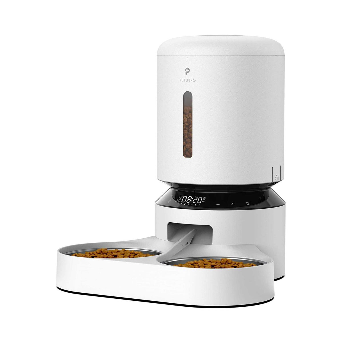 Automatic Cat Feeder 5L Dry Food Dispenser with Splitter and Two Stainless Bowls X96542