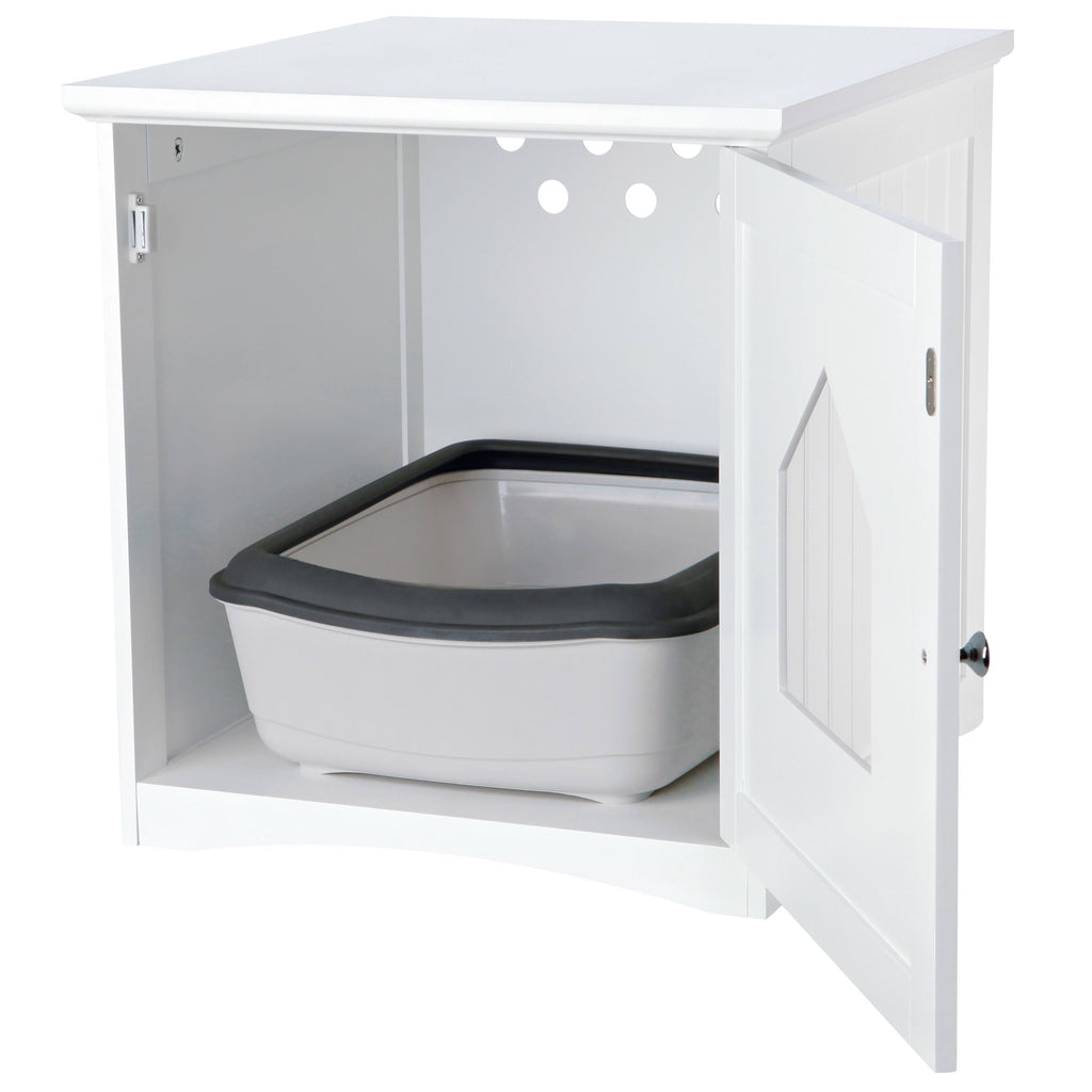 Brown Wooden Cat Home and Litter Box X6942