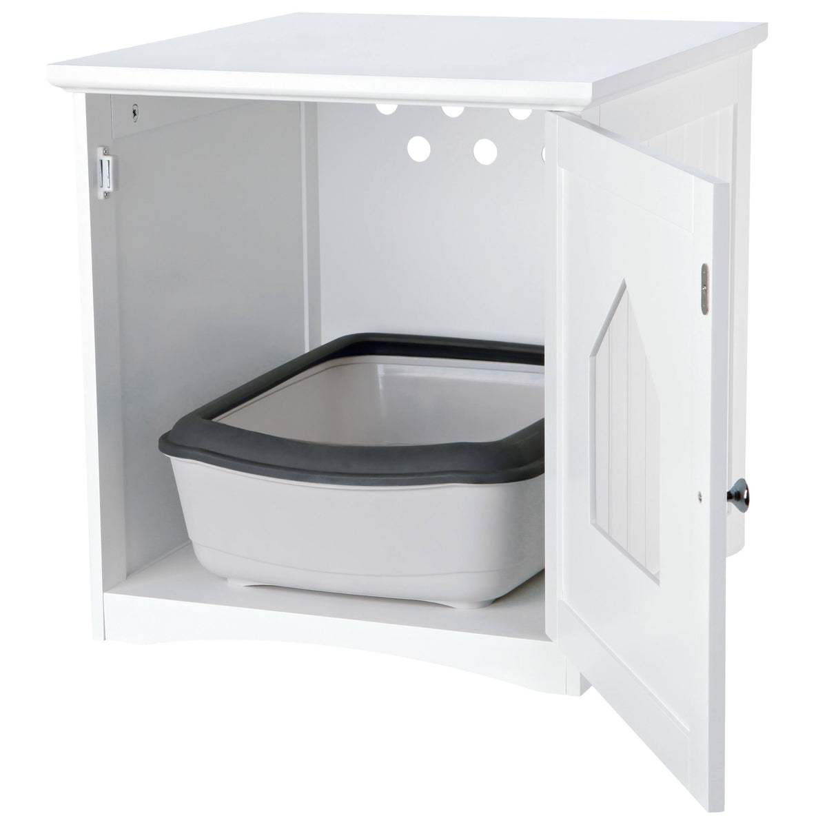 Brown Wooden Cat Home and Litter Box X6942