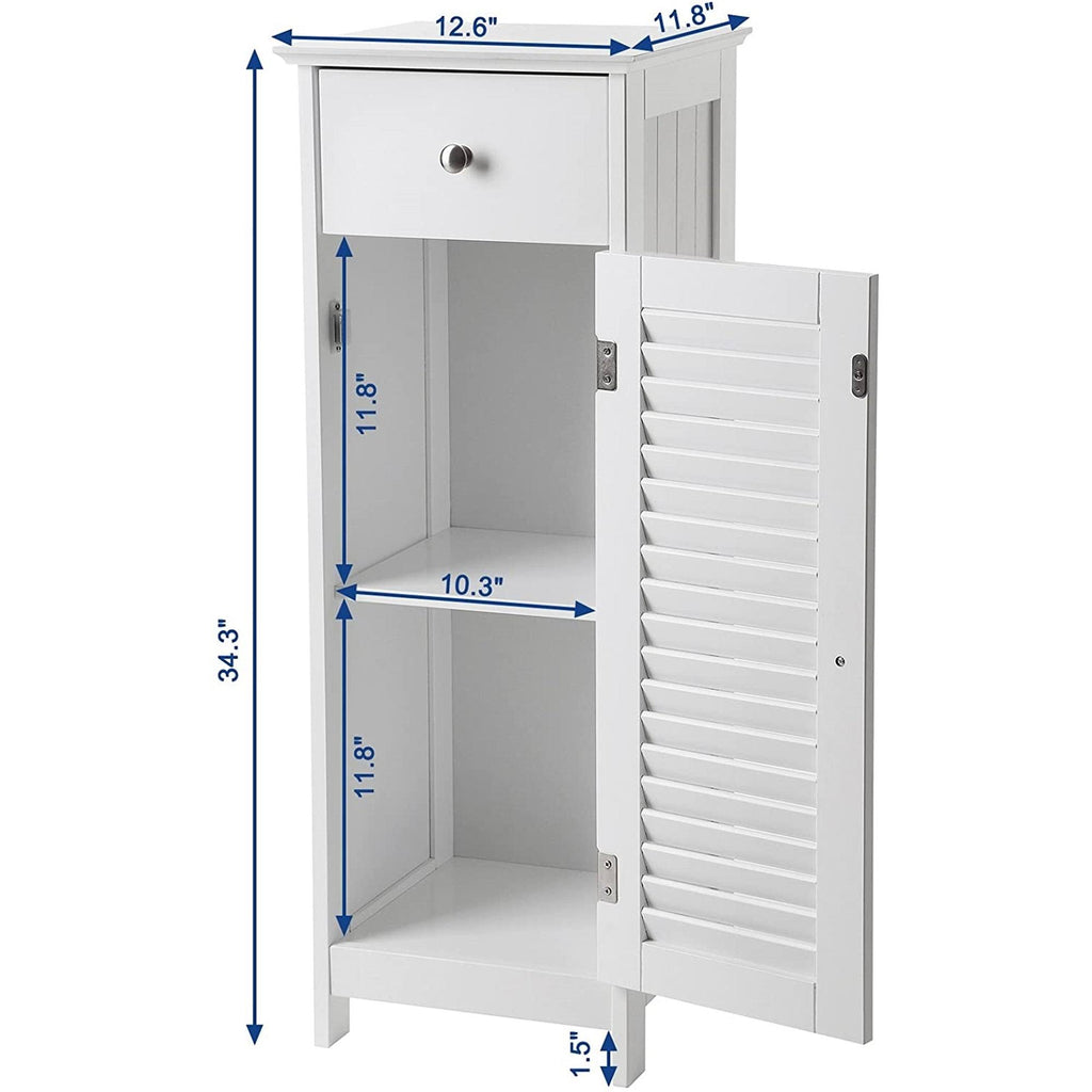 White Wood Finish Bathroom Floor Cabinet with Drawer O360