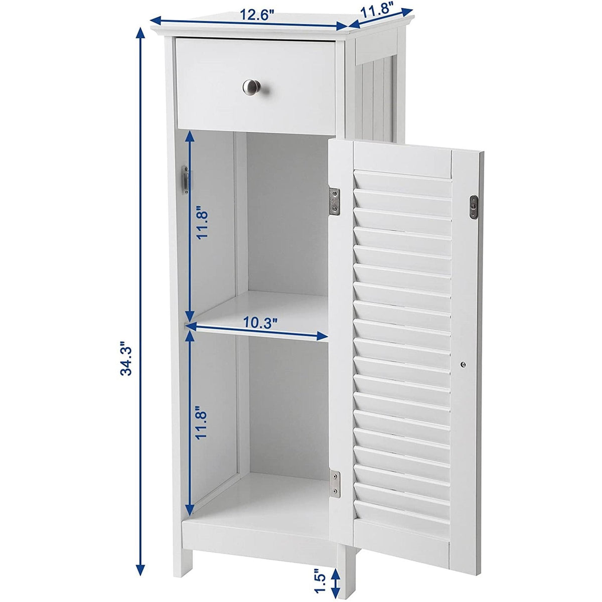 White Wood Finish Bathroom Floor Cabinet with Drawer O360