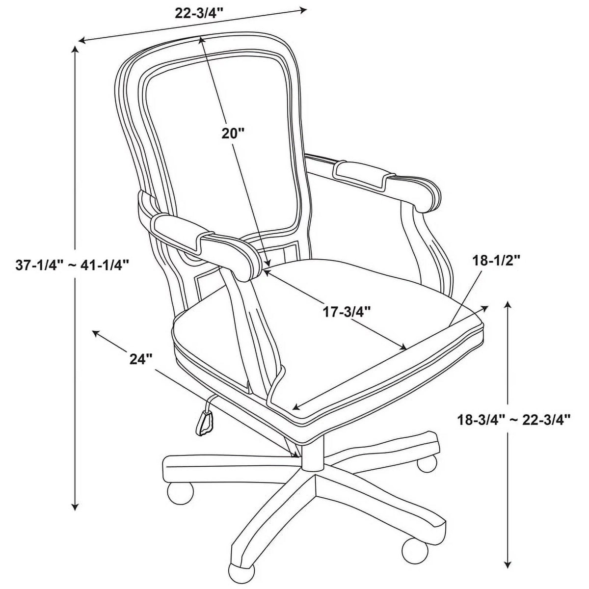 Beige Stripe Upholstered Office Chair with Wheels G53903