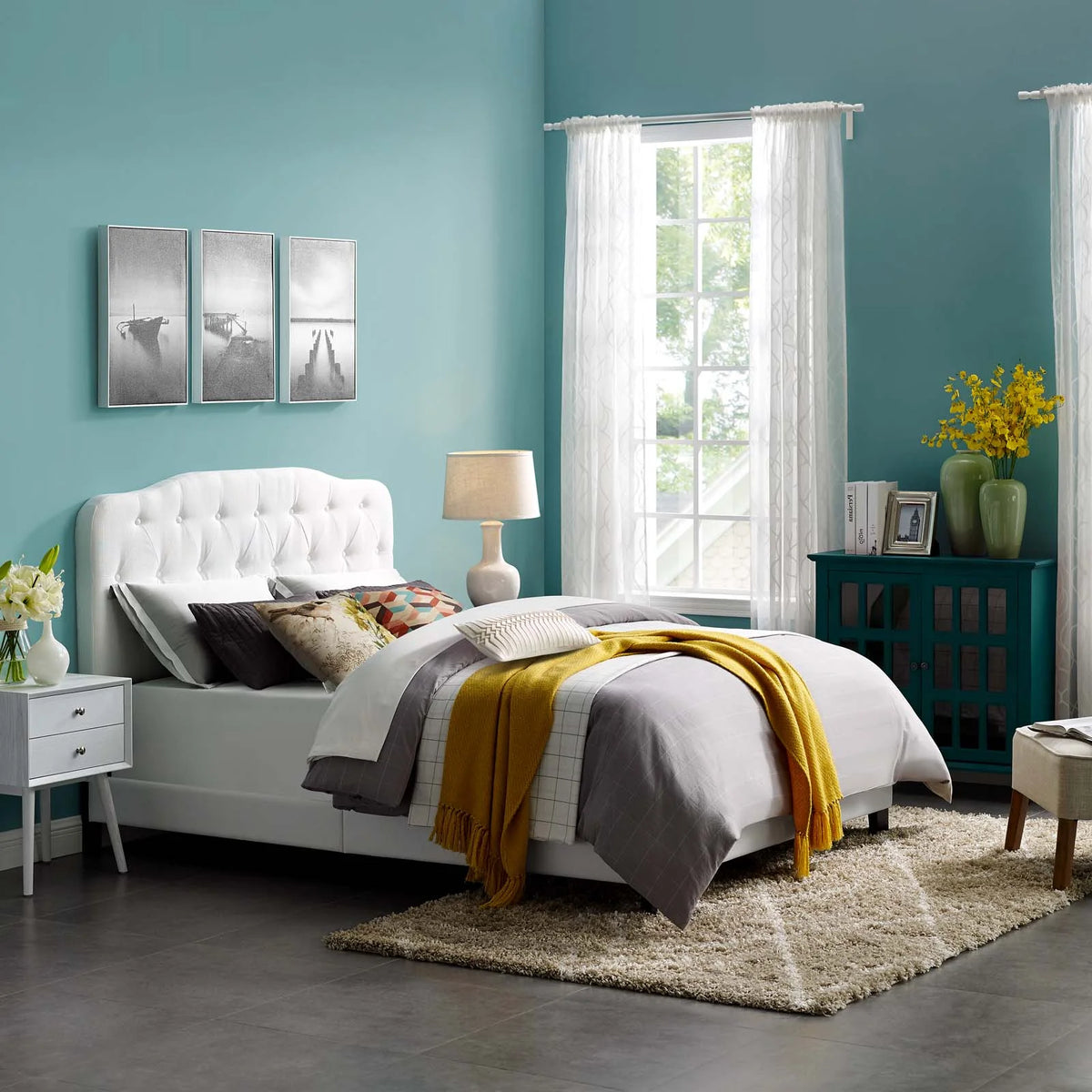 Twin Size Fabric Platform Bed Frame Z4033