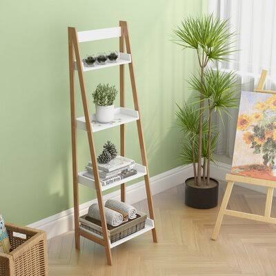 Solid Wood Ladder Bookcase Z549355