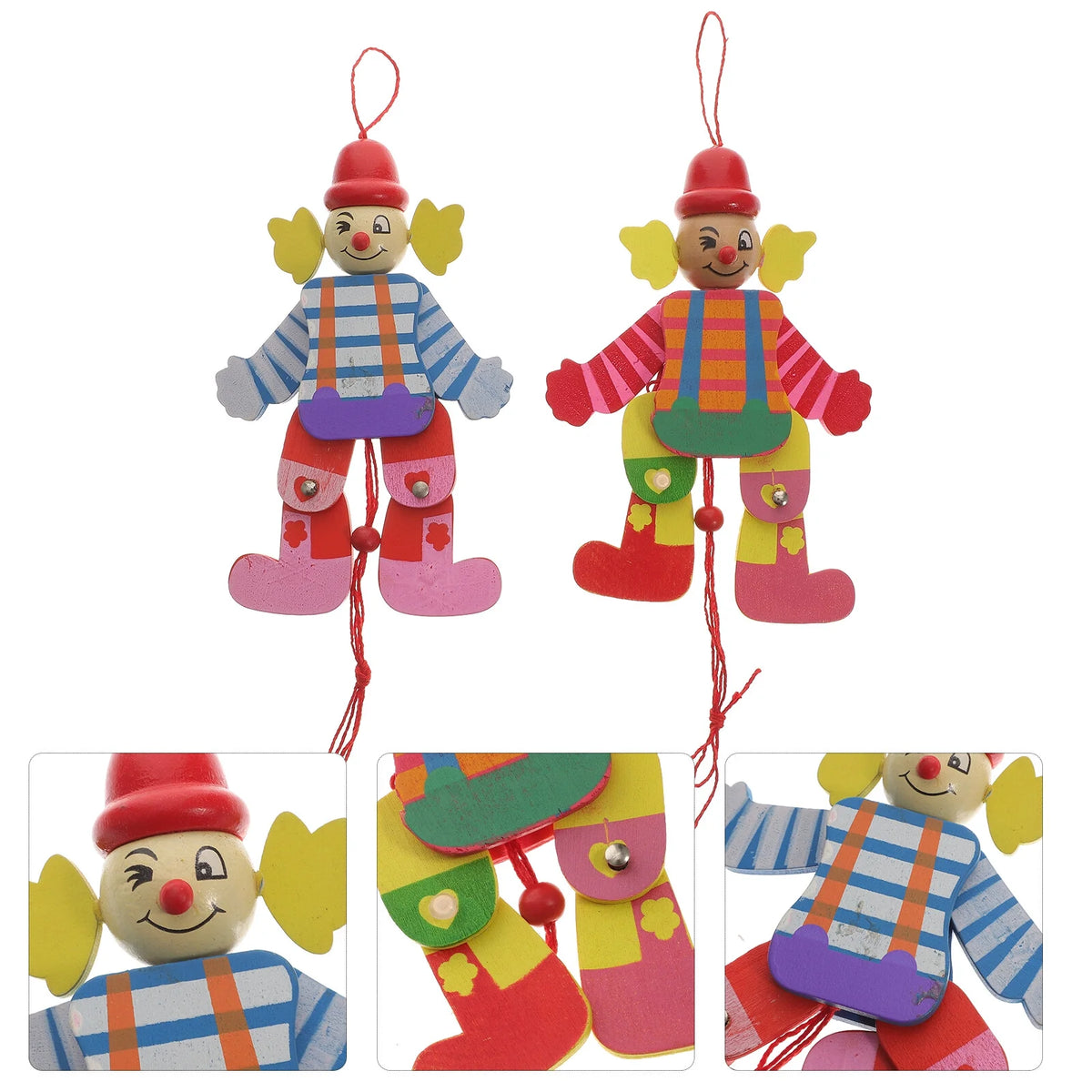 2Pcs Wood Clown Marionette Puppet Toy M53131