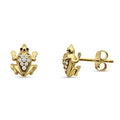 14K Yellow Gold Frog Stud Earrings W5384