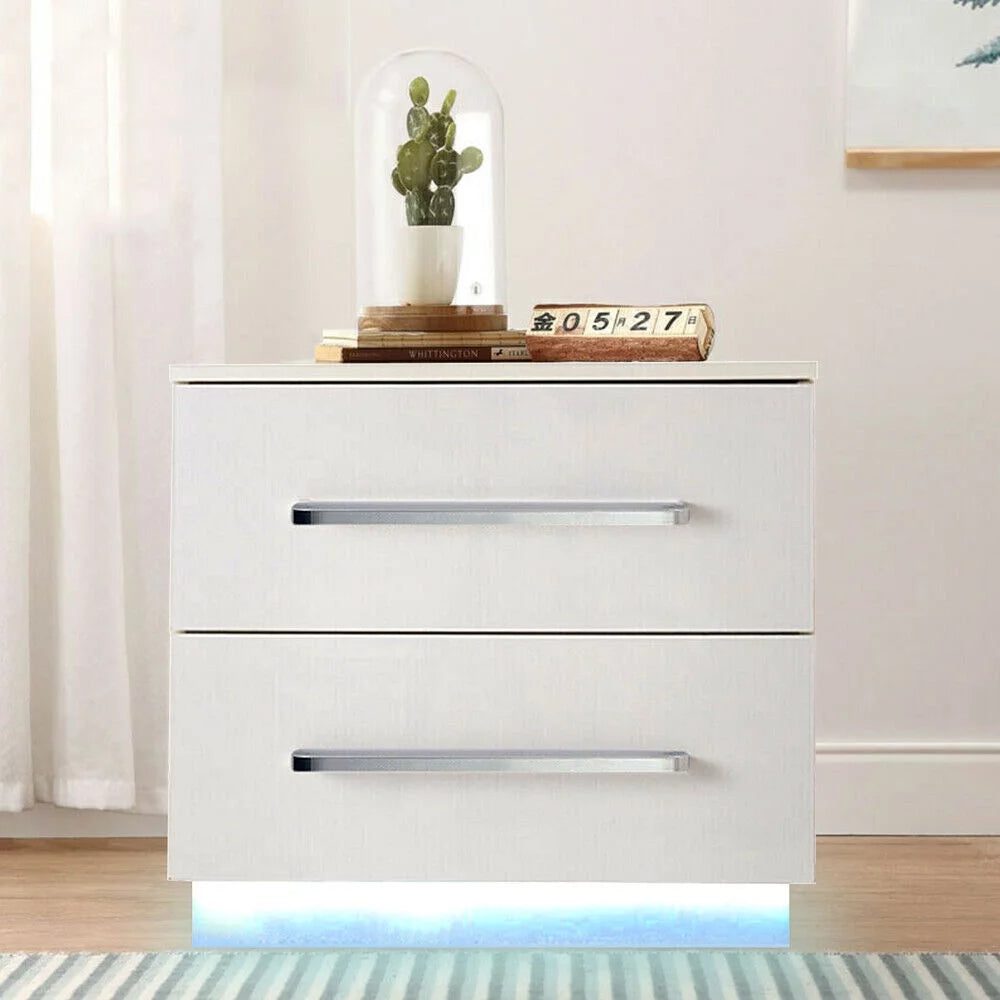 Modern High Gloss 2 Drawer Nightstand X848