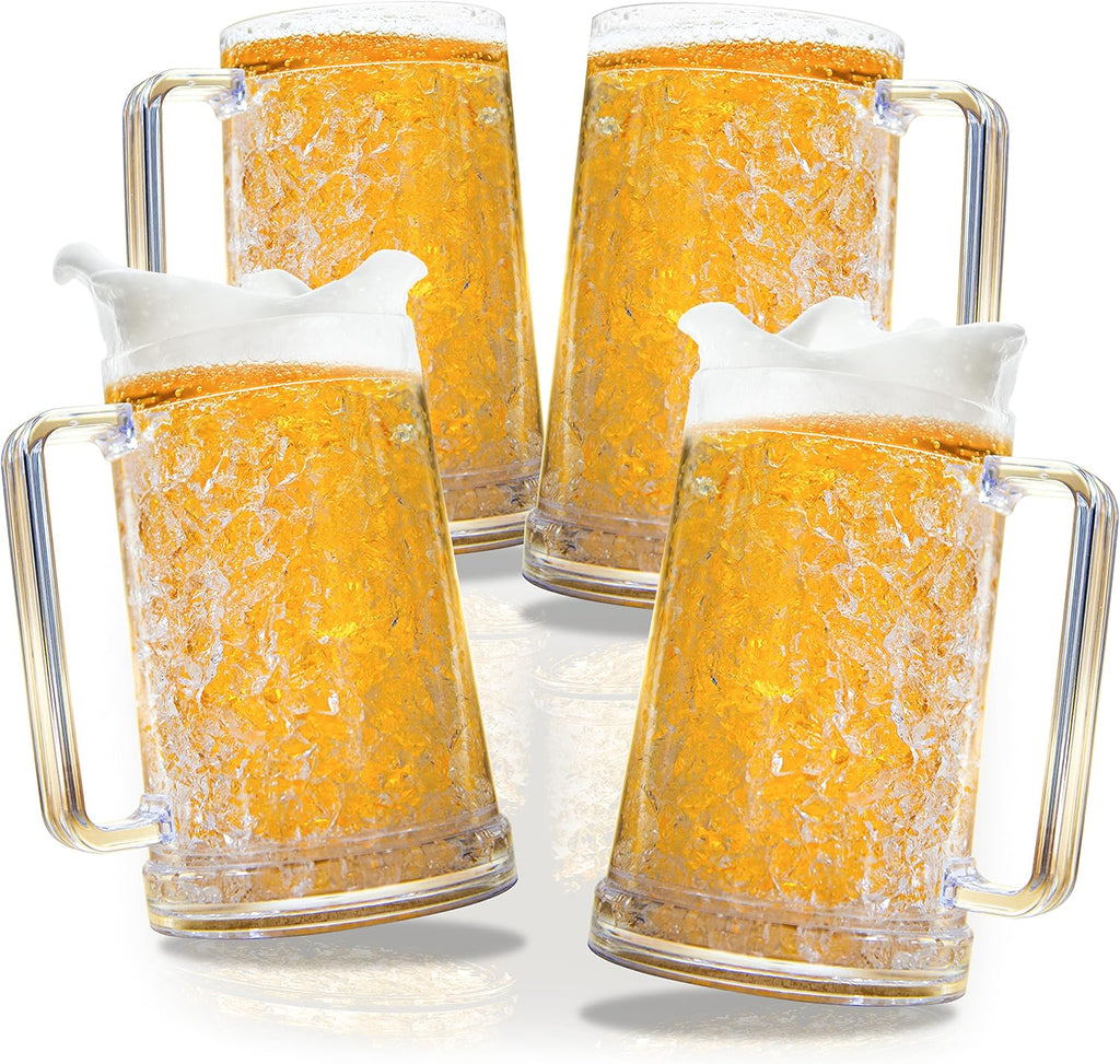 Clear Double Walled Beer Mugs with Handles Set Of 4 X263