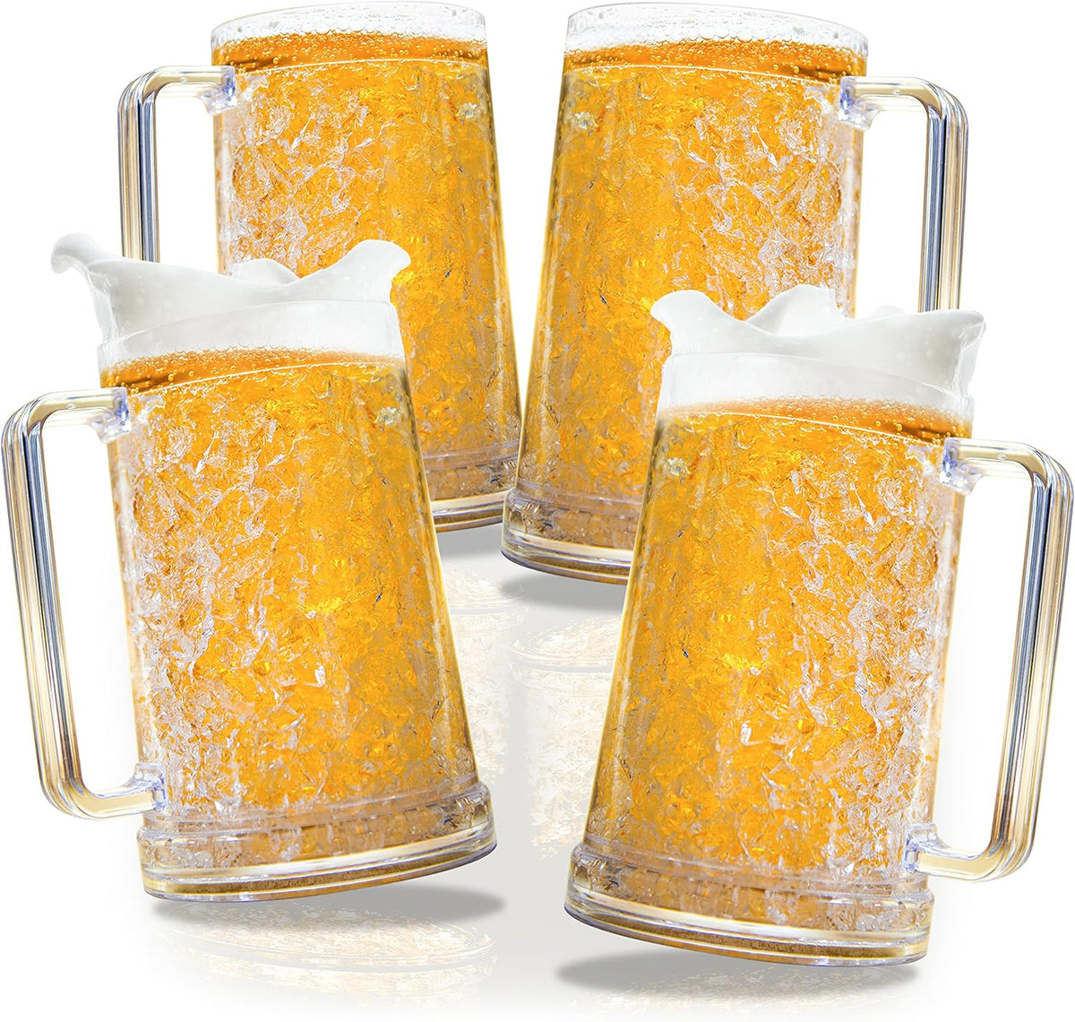 Clear Double Walled Beer Mugs with Handles Set Of 4 X263
