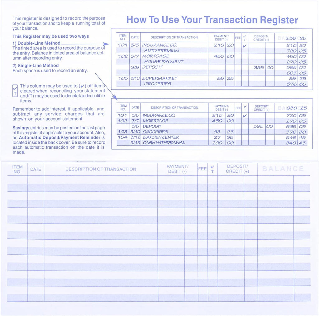 6PCS Checkbook Register C309324