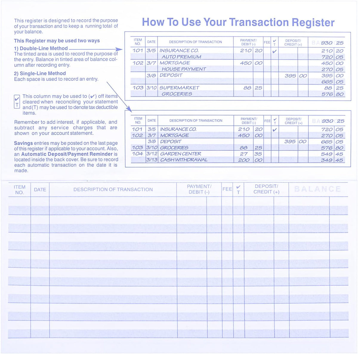 6PCS Checkbook Register C309324