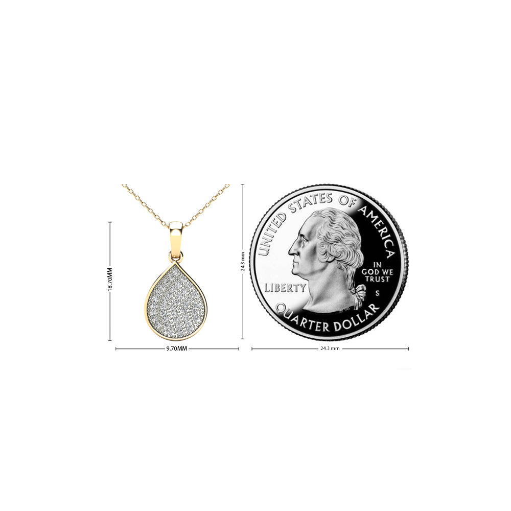 10K Yellow Gold Diamond Teardrop Pendant Necklace J85941