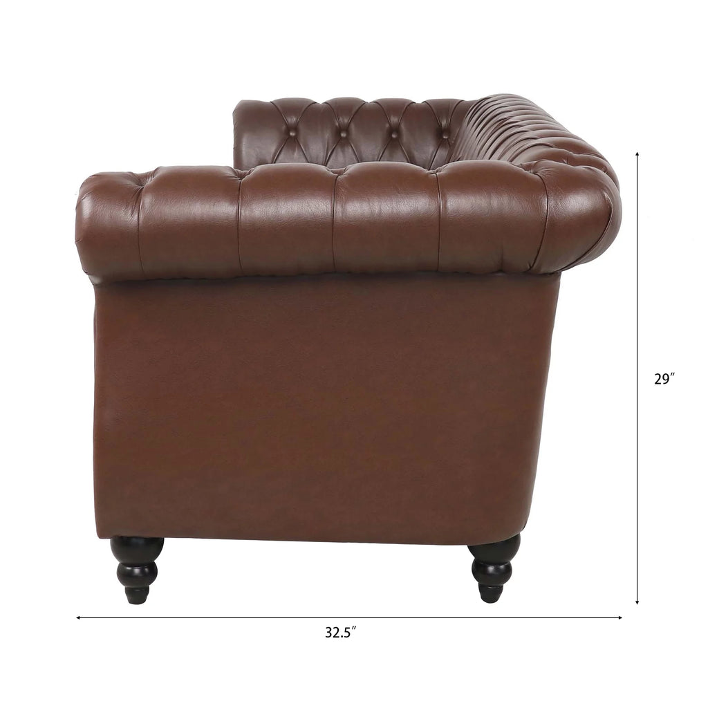 Dark Brown Leather 3-Seater Sofa S532