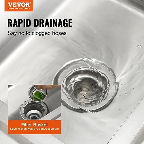 Stainless Steel Utility Sink, 1 Compartment Free Standing Small Sink with Workbench Faucet and Legs, 39.4 x 19.1 x 37.4 in Commercial Single Bowl Sink B852