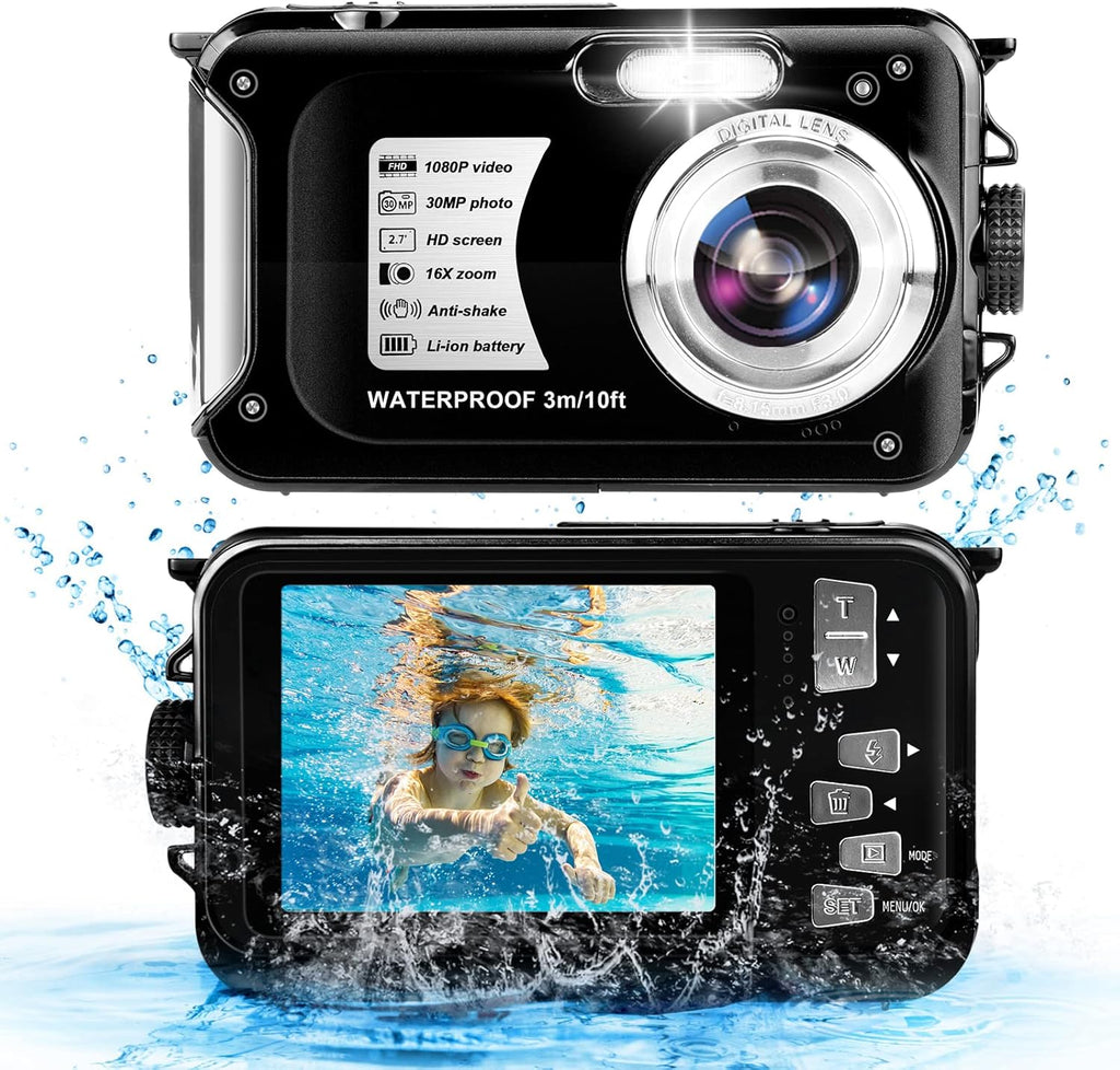 Blue 30MP 1080P 16X Zoom Waterproof Digital Camera D625587