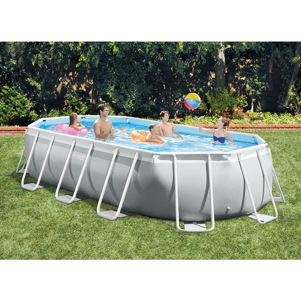 Oval Above Ground Swimming Pool Set with Canopy X91894