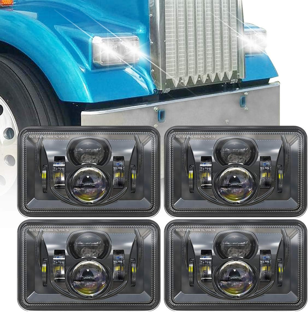 4x6 Inch LED Headlights 4 PCS 60W 14400LM Rectangular O486