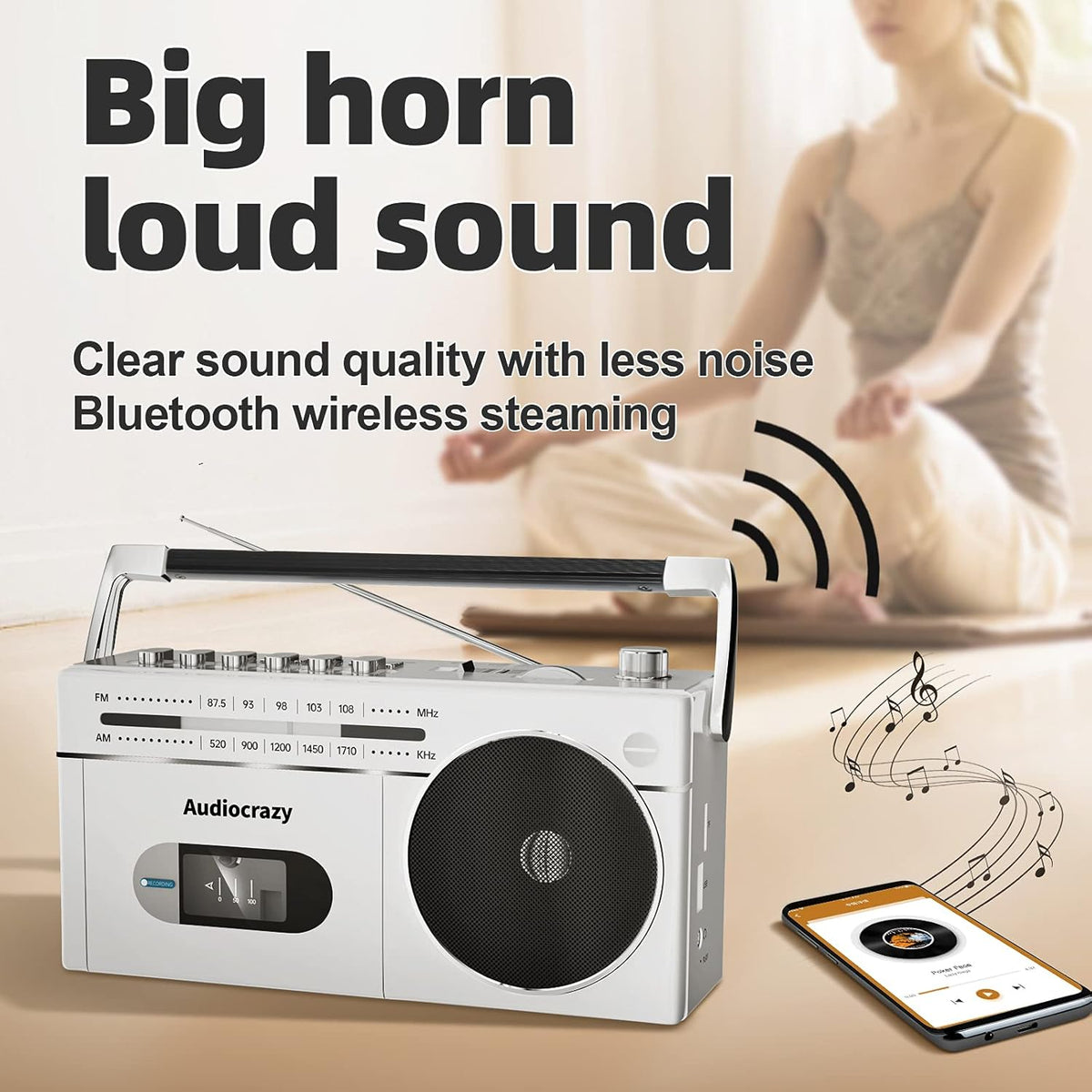 Portable Cassette Player Recorder AM FM Radio Boombox with Speaker U68728