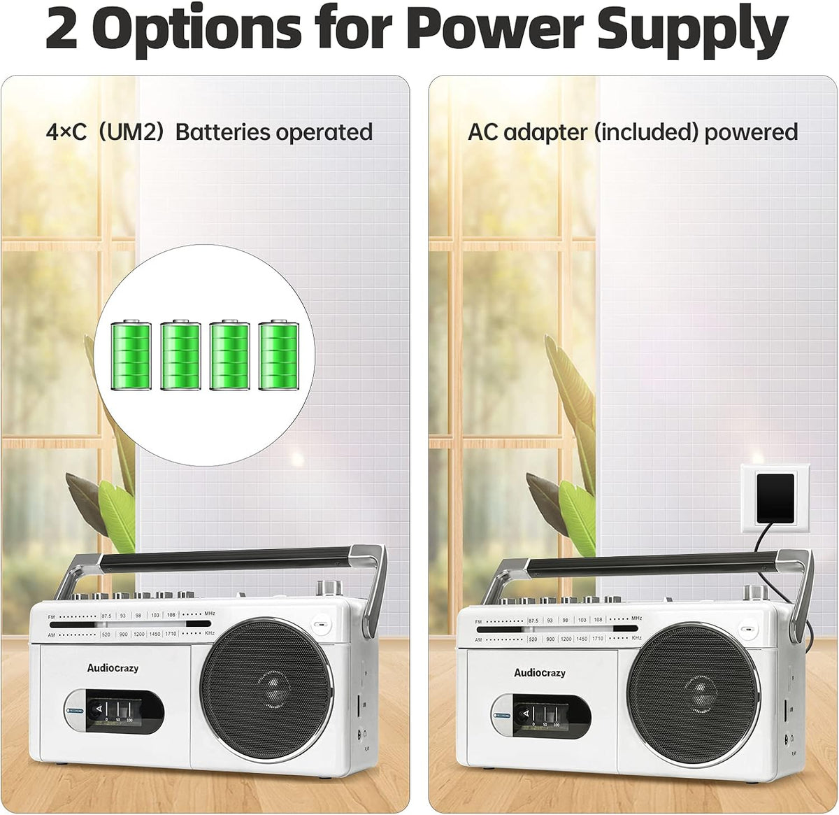 Portable Cassette Player Recorder AM FM Radio Boombox with Speaker U68728