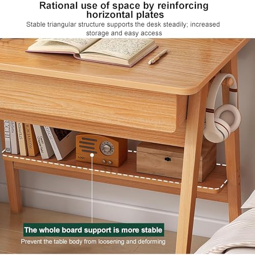 Walnut Wood Writing Desk with Drawers and Storage Shelves K418757