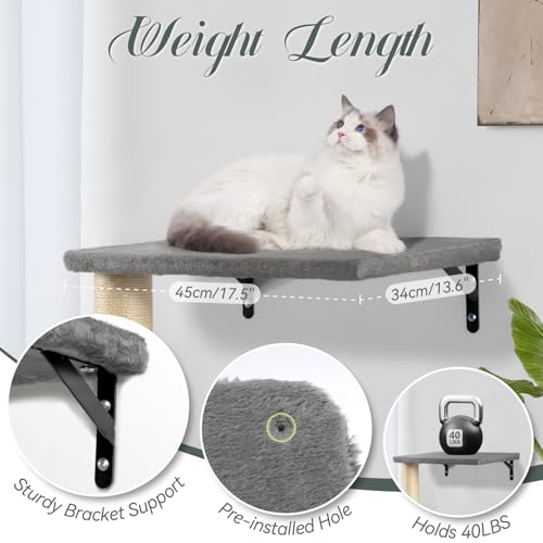 5-in-1 Wall-Mounted Cat Climber Set with House, Bridge, Steps, Scratcher, Hammock, Shelves J93650
