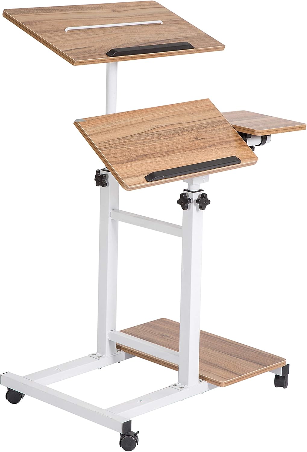 2 Inches Carpet Wheels Mobile Standing Desk Height Adjustable Oak Q258226