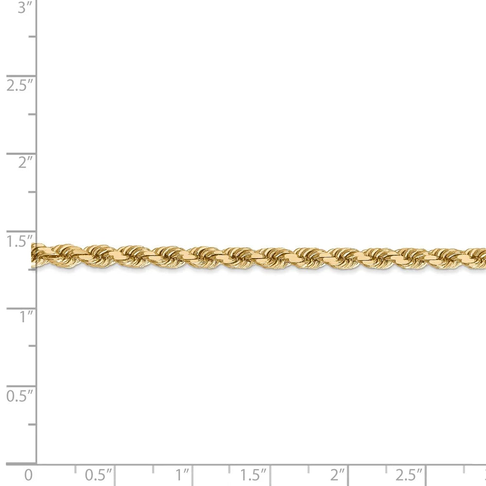 14kt Yellow Gold 4mm Diamond Cut Rope Chain with Lobster Clasp; 30 inch T92720